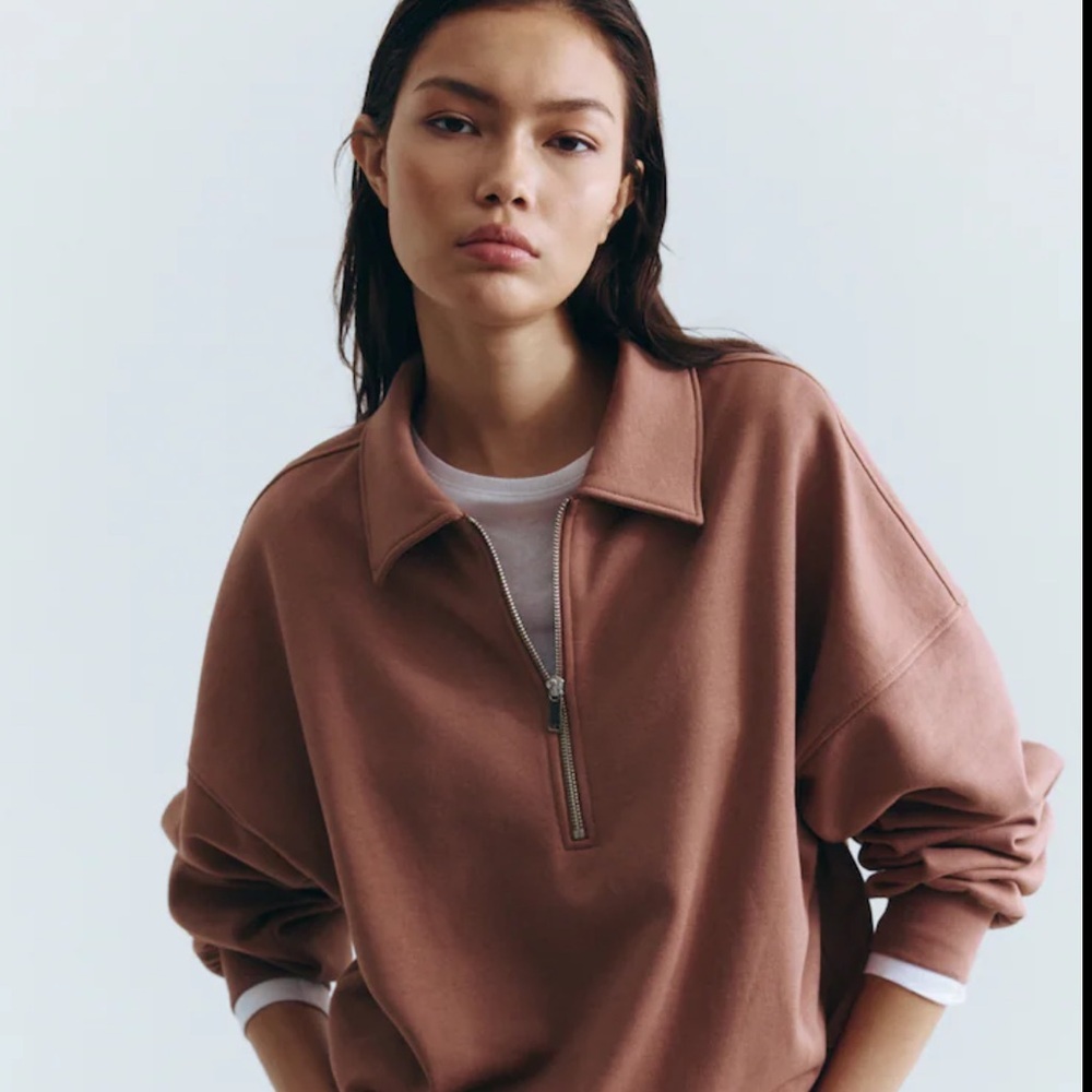 Women’s Brown Half-Zip Sweater